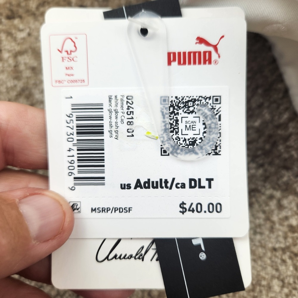 Puma Arnold Palmer P Cap White Glow Ash Gray Golf Hat 024518 01 NEW Snapback - Picture 2 of 5
